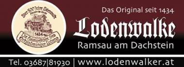 Znak přádelny Lodenwalke Přádelna Rössing v Ramsau